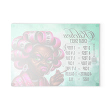 Load image into Gallery viewer, Kitchen Cheat Sheet Glass Cutting Board — Funny Grandma with Rollers Measurement Conversion
