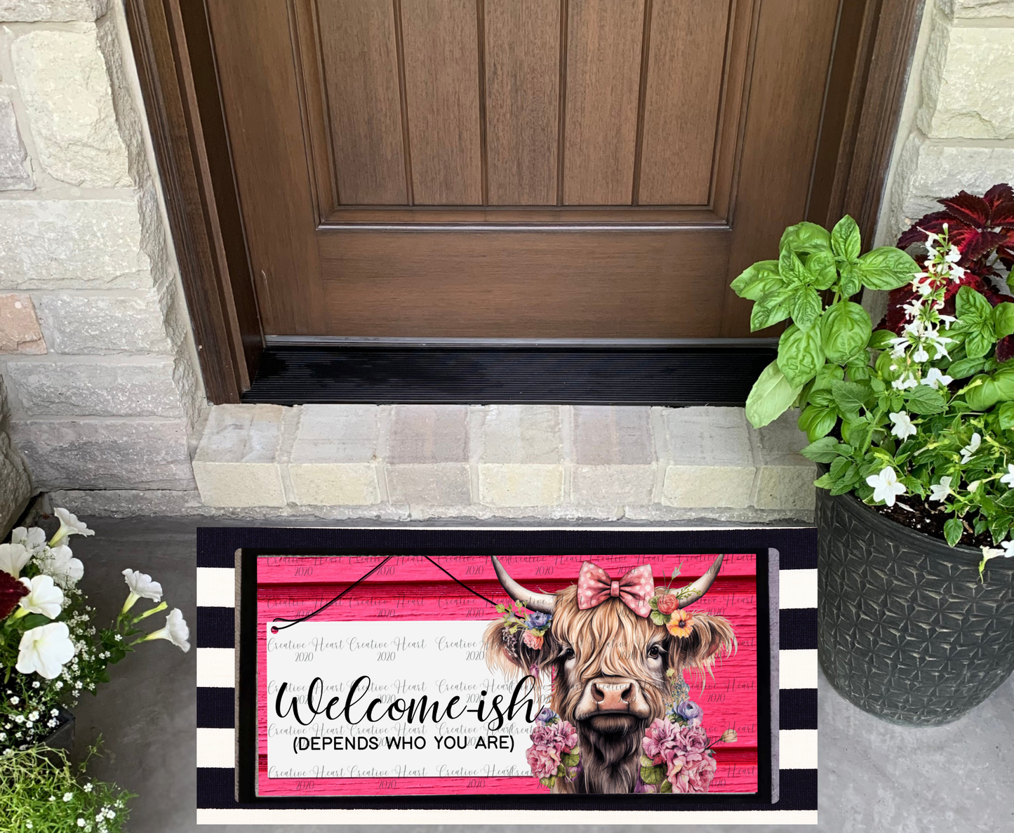 Cute Pink Cow Welcome-ish Doormat