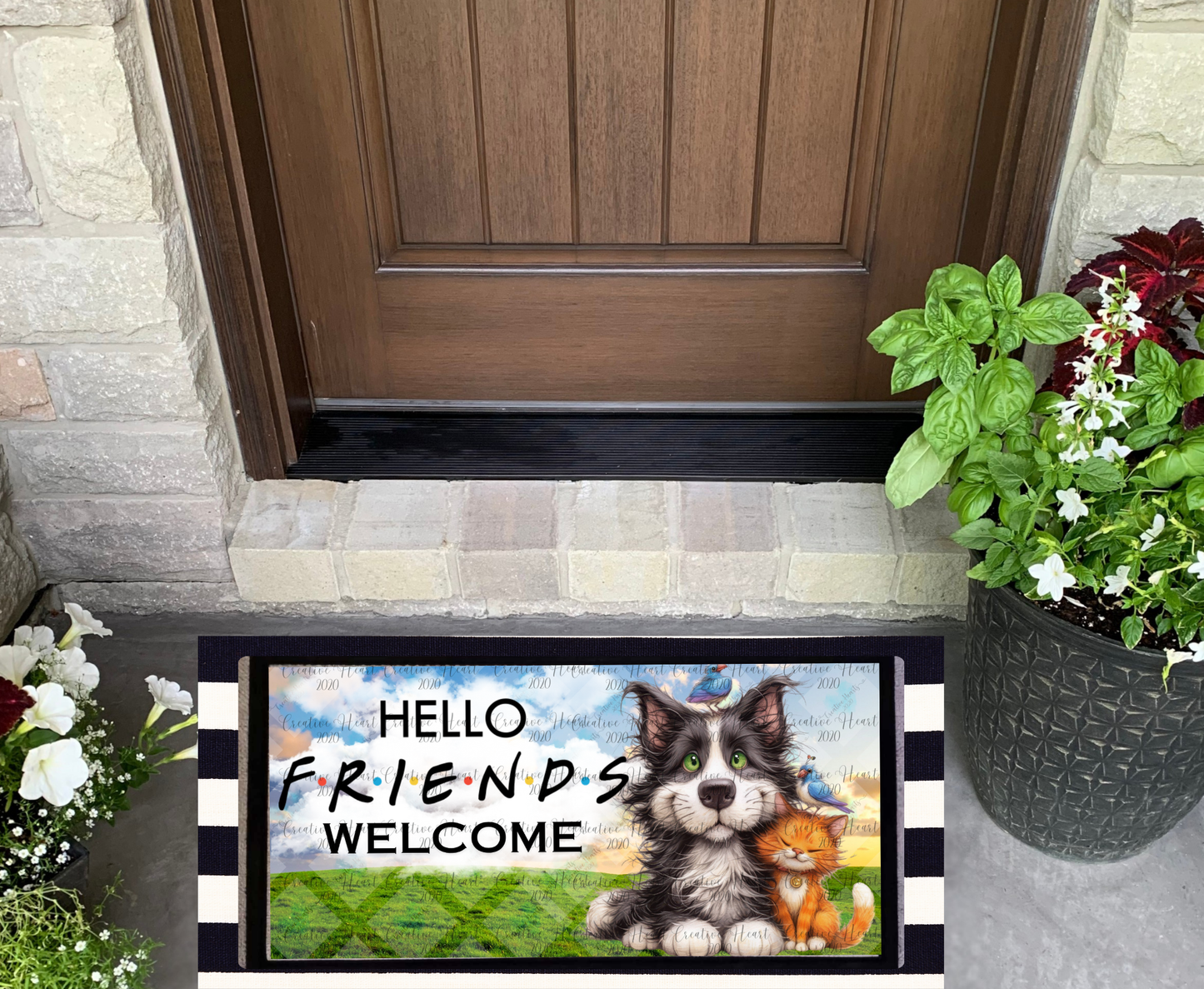Hello Friends animal doormat