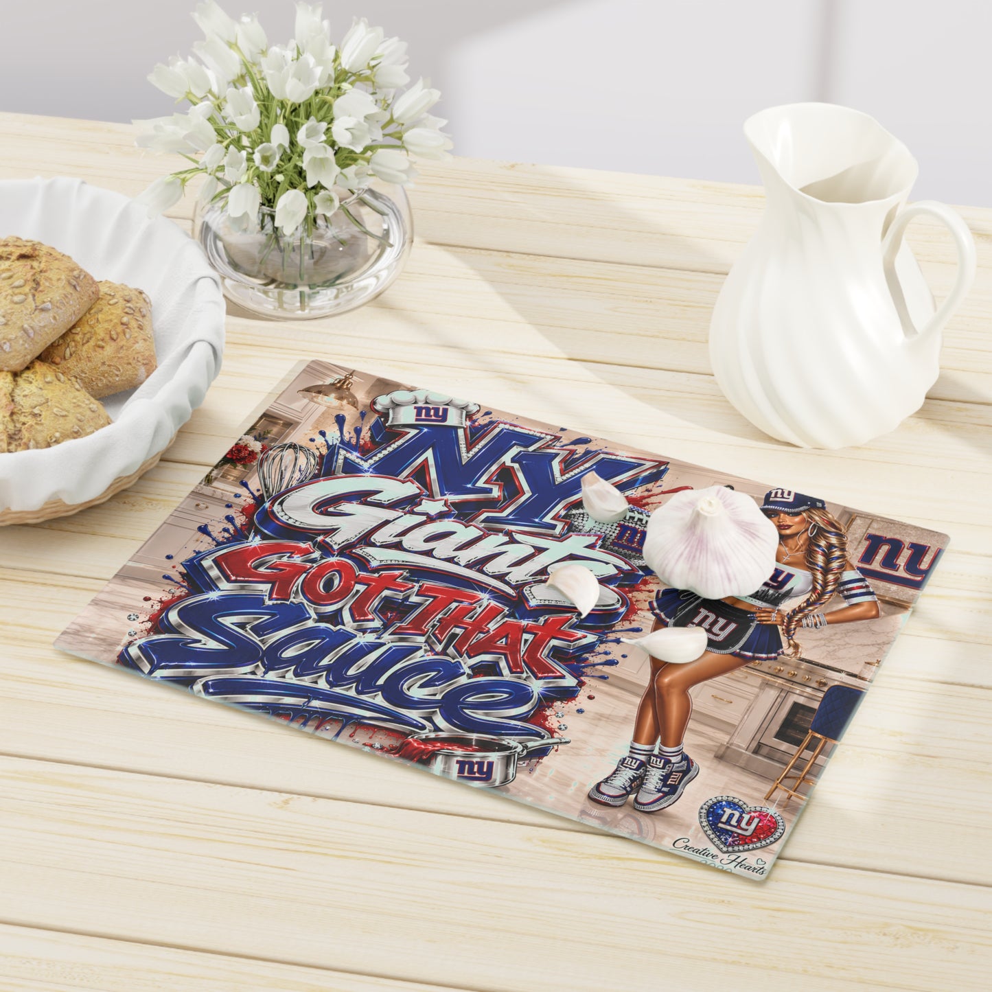 NY Giants 'Got That Sauce' Cutting Board — Football Fan Kitchen Decor