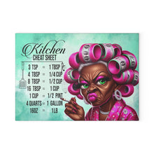 Load image into Gallery viewer, Kitchen Cheat Sheet Glass Cutting Board — Funny Grandma with Rollers Measurement Conversion