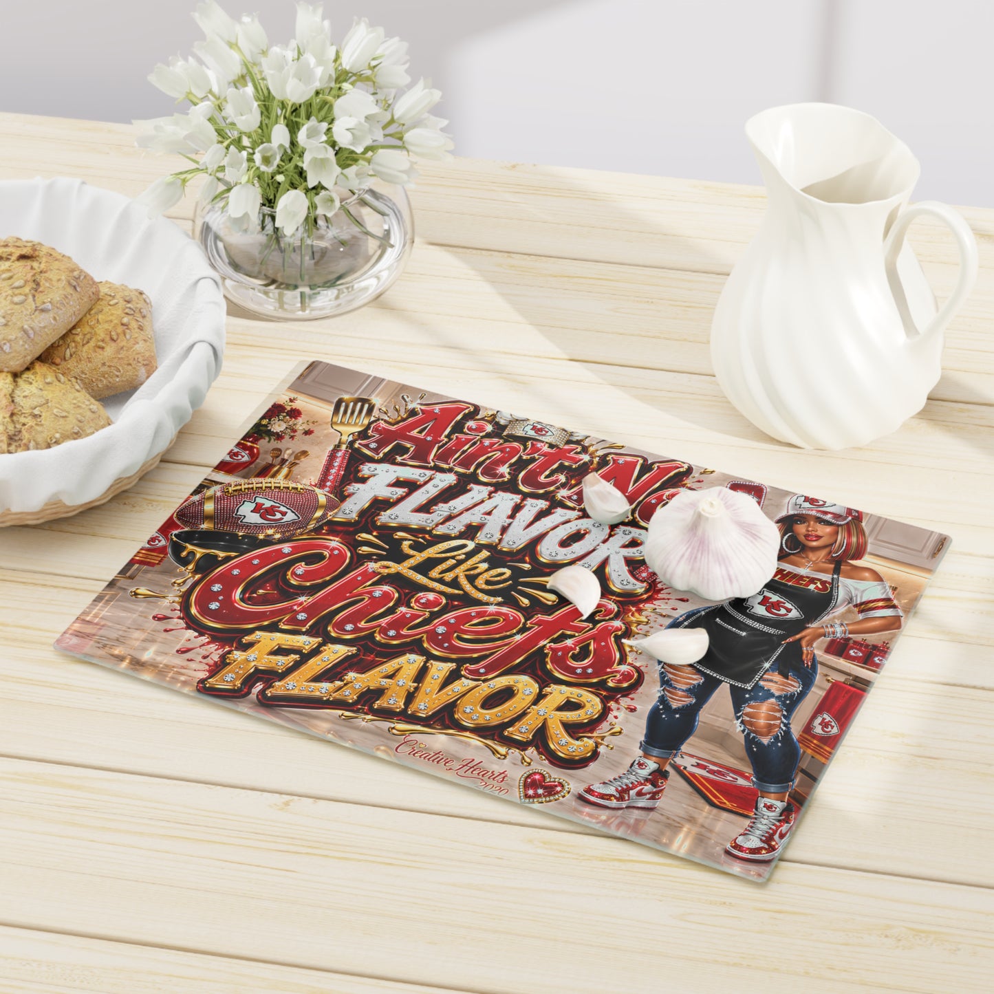 Ain't No Flavor Like Chiefs Flavor Cutting Board — Kansas City Chiefs Fan Kitchen Decor