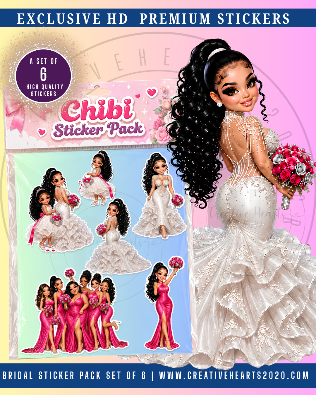 Chibi Bridal Sticker Pack | Bridal Party Set