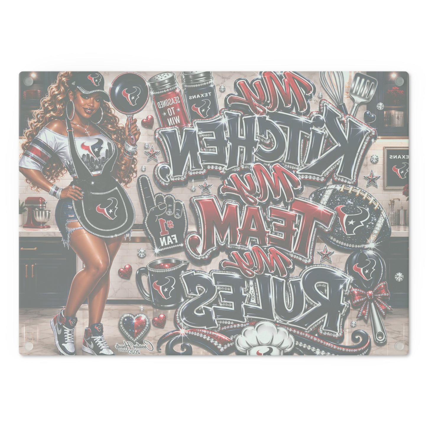 Houston Texans ‘My Kitchen, My Team, My Rules’ Decorative Cutting Board