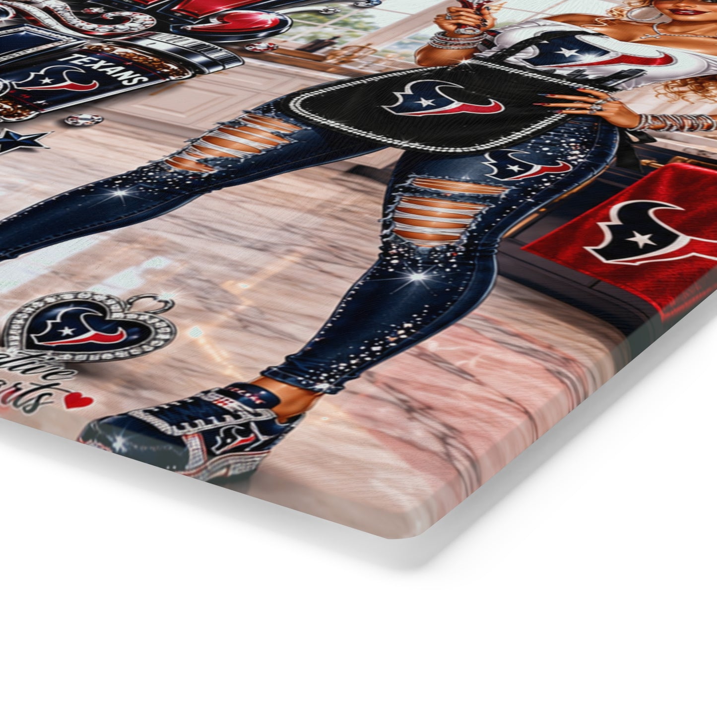 My Kitchen My Team My Rules Cutting Board — Houston Football Fan Chef Gift