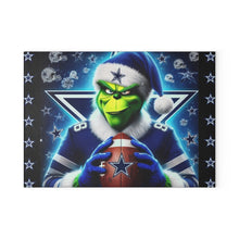 Load image into Gallery viewer, Dallas Grinch Football Glass Cutting Board — Festive NFL Fan Kitchen Decor
