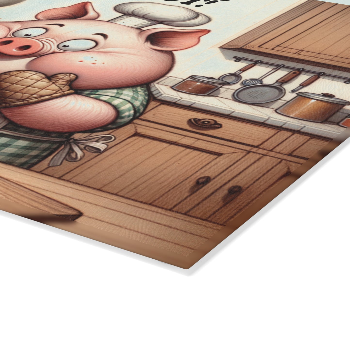 Glass Cutting Board — 'Holy Sheet, That's Hot!' Retro Pig Chef Kitchen Decor