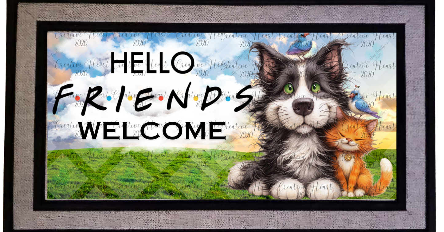 Hello Friends animal doormat