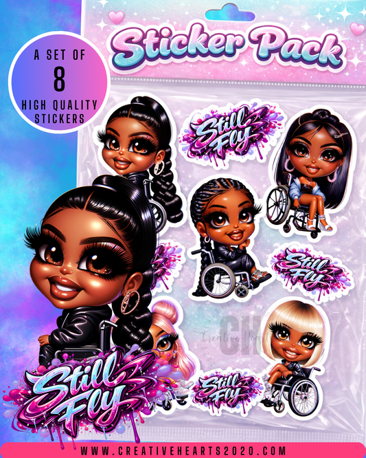 Still Fly Glam Wheelchair Girl Sticker Pack | Set of 8