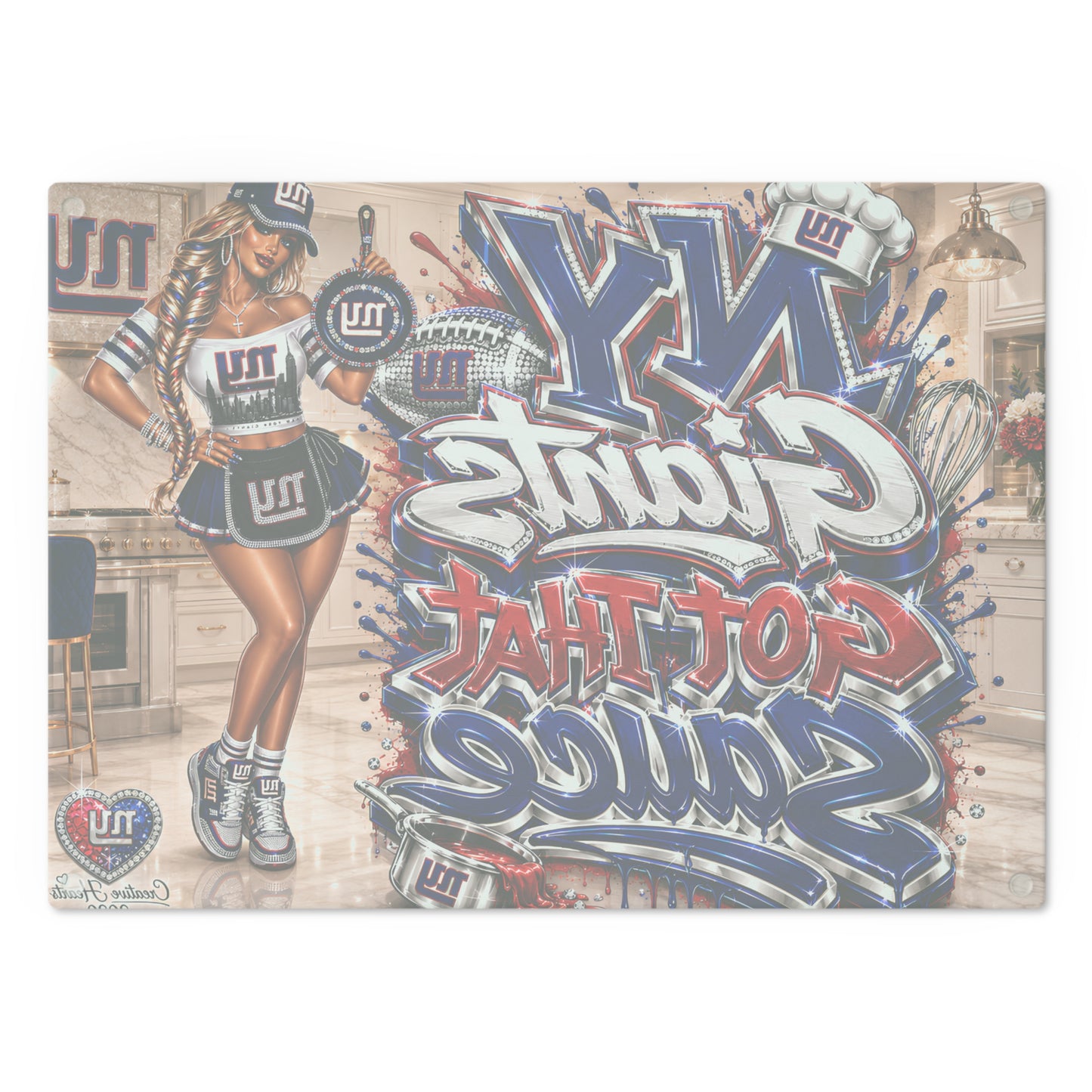 NY Giants 'Got That Sauce' Cutting Board — Football Fan Kitchen Decor