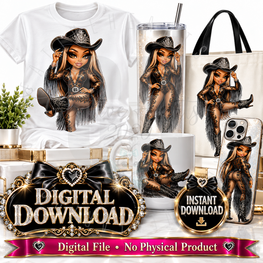 Black Diamond Fancy Cowgirl Collection | 7 Glam Cowgirl PNG Designs