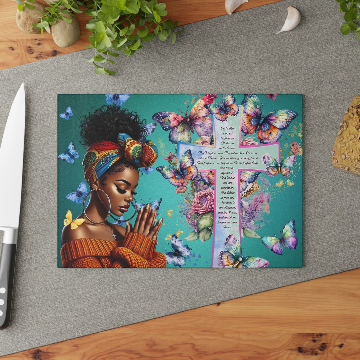 The Lord's Prayer Glass Cutting Board