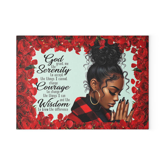 Glass Cutting Board — "God Grant Me the Serenity" Prayer Cutting Board