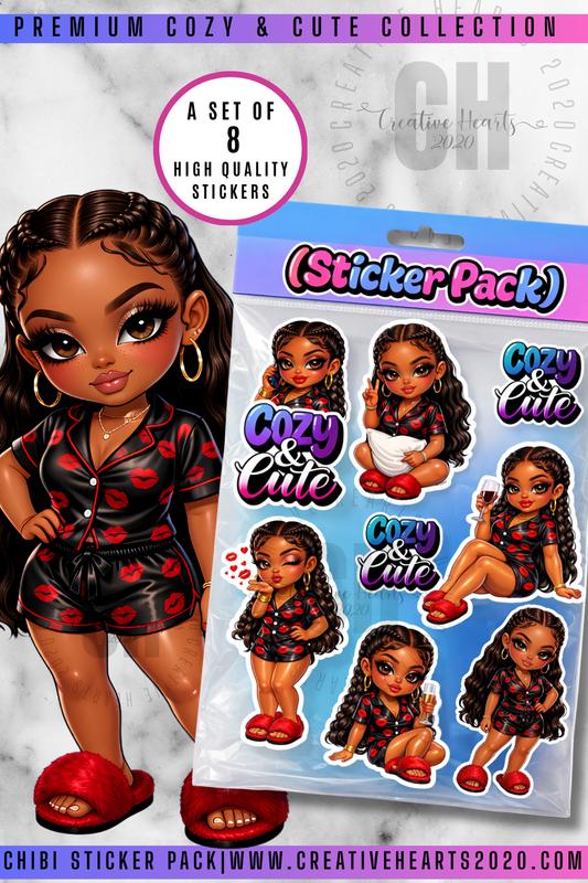 Cozy & Cute Chibi Sticker Pack 💕 | 8 High-Quality Vinyl Stickers | Cute Aesthetic Planner & Laptop Stickers