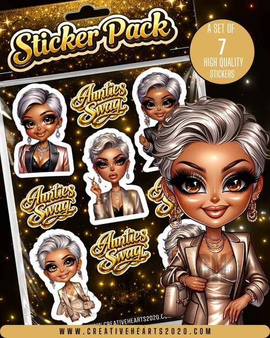 Premium Aunties Swag Stickers | Cute Boss Lady Sticker Pack 7 pack