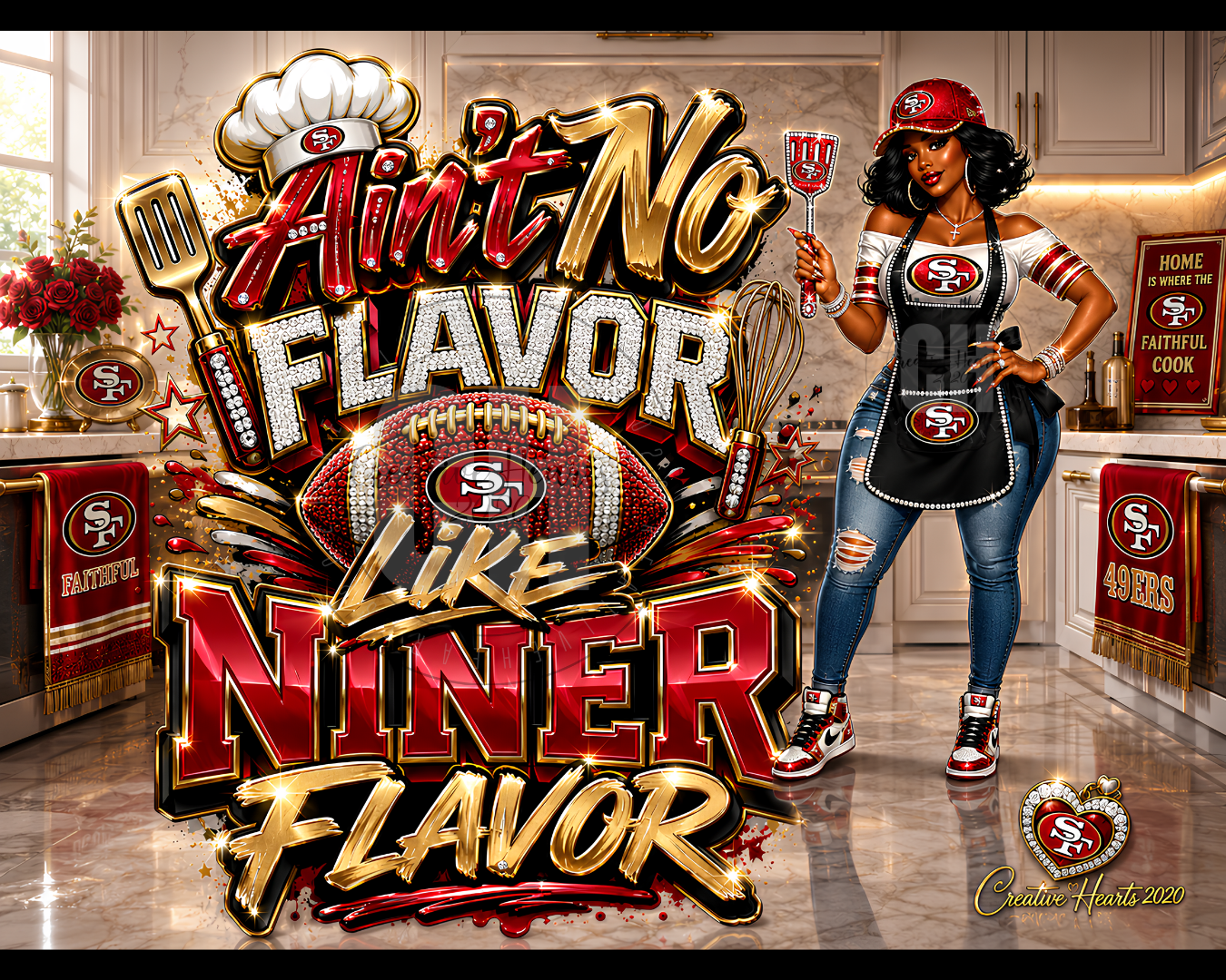 Ain't No Flavor Like Niner Flavor Cutting Board — San Francisco 49ers Fan Kitchen Board