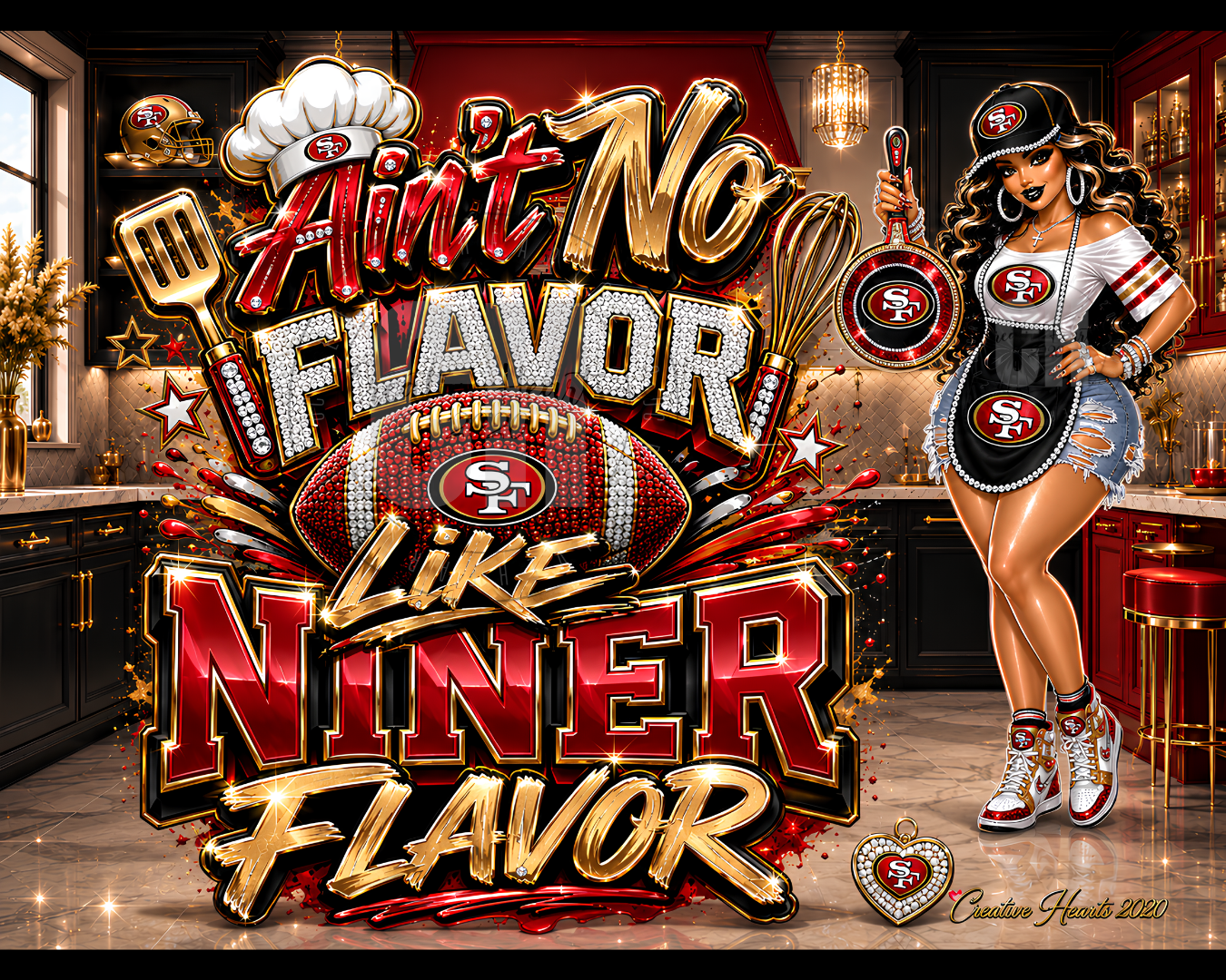 San Francisco Niner Flavor Cutting Board — "Ain't No Flavor Like Niner Flavor" Football Kitchen Cutting Board