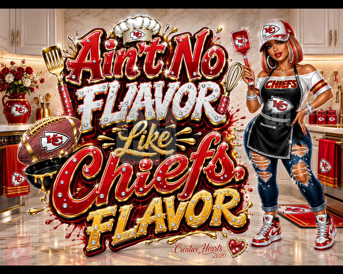Ain't No Flavor Like Chiefs Flavor Cutting Board — Kansas City Chiefs Fan Kitchen Decor