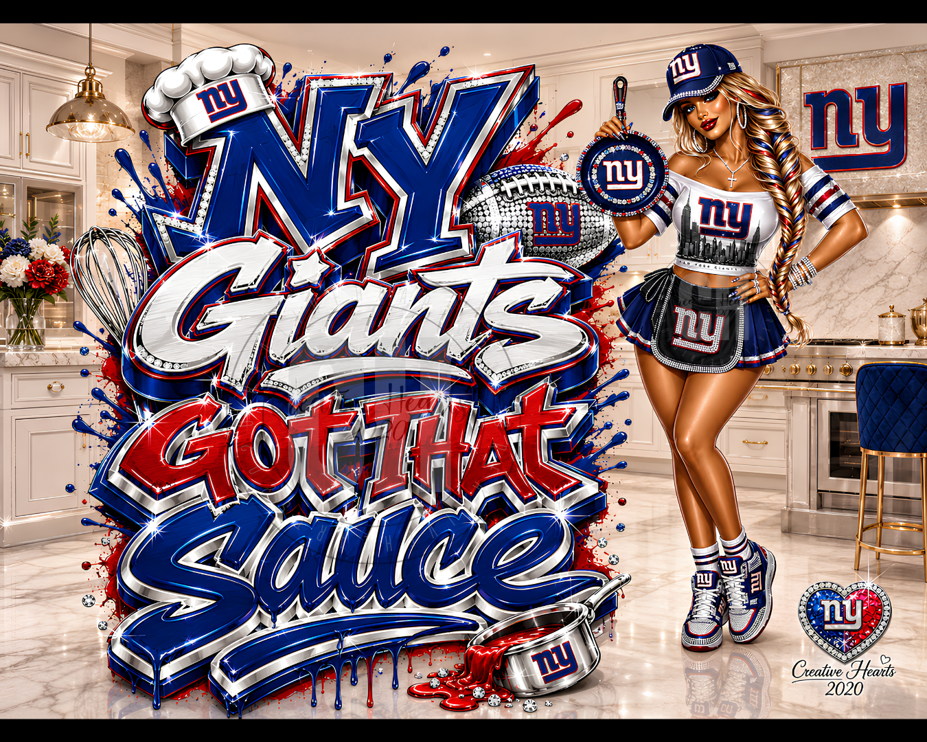NY Giants 'Got That Sauce' Cutting Board — Football Fan Kitchen Decor