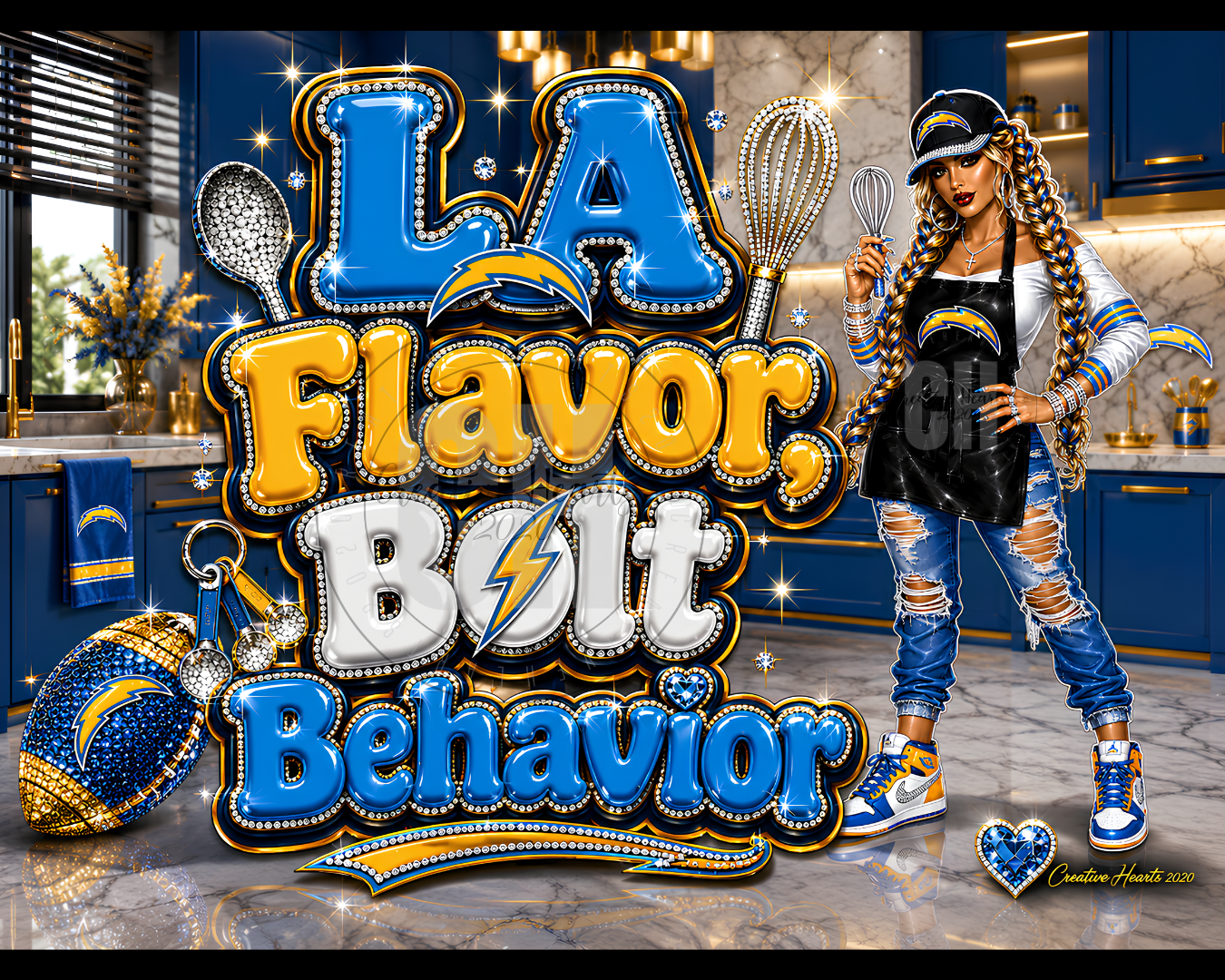 Cutting Board — "LA Flavor, Bolt Behavior" Chargers-Inspired Decorative Kitchen Board