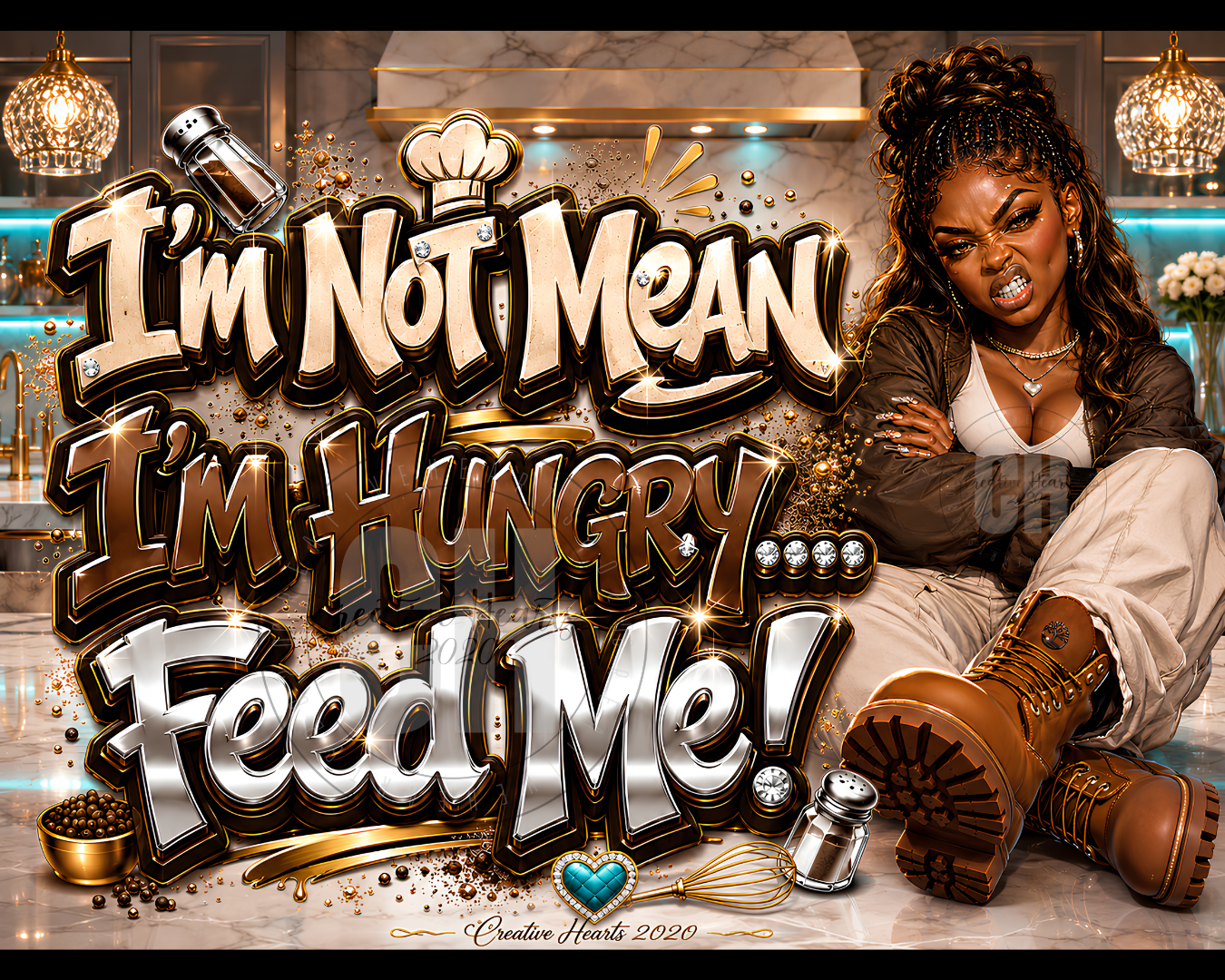 I'm Not Mean I'm Hungry Cutting Board — Funny Chef Kitchen Gift