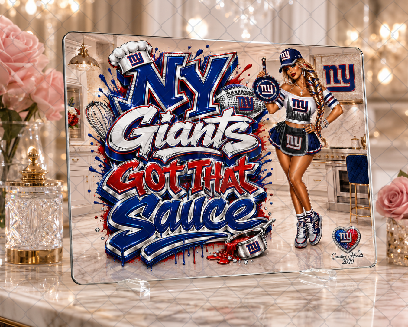 NY Giants 'Got That Sauce' Cutting Board — Football Fan Kitchen Decor