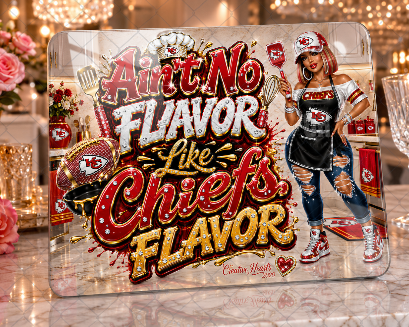 Ain't No Flavor Like Chiefs Flavor Cutting Board — Kansas City Chiefs Fan Kitchen Decor