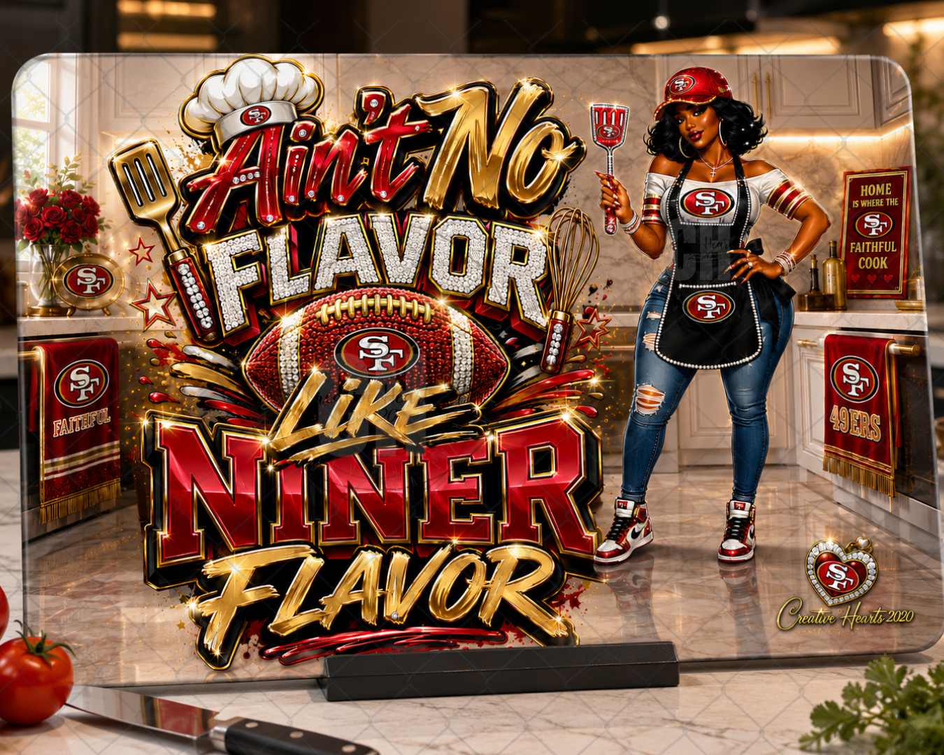 Ain't No Flavor Like Niner Flavor Cutting Board — San Francisco 49ers Fan Kitchen Board