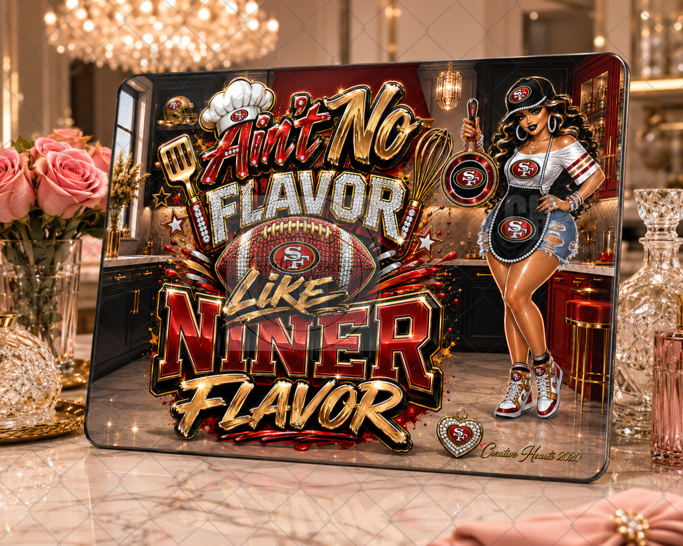San Francisco Niner Flavor Cutting Board — "Ain't No Flavor Like Niner Flavor" Football Kitchen Cutting Board