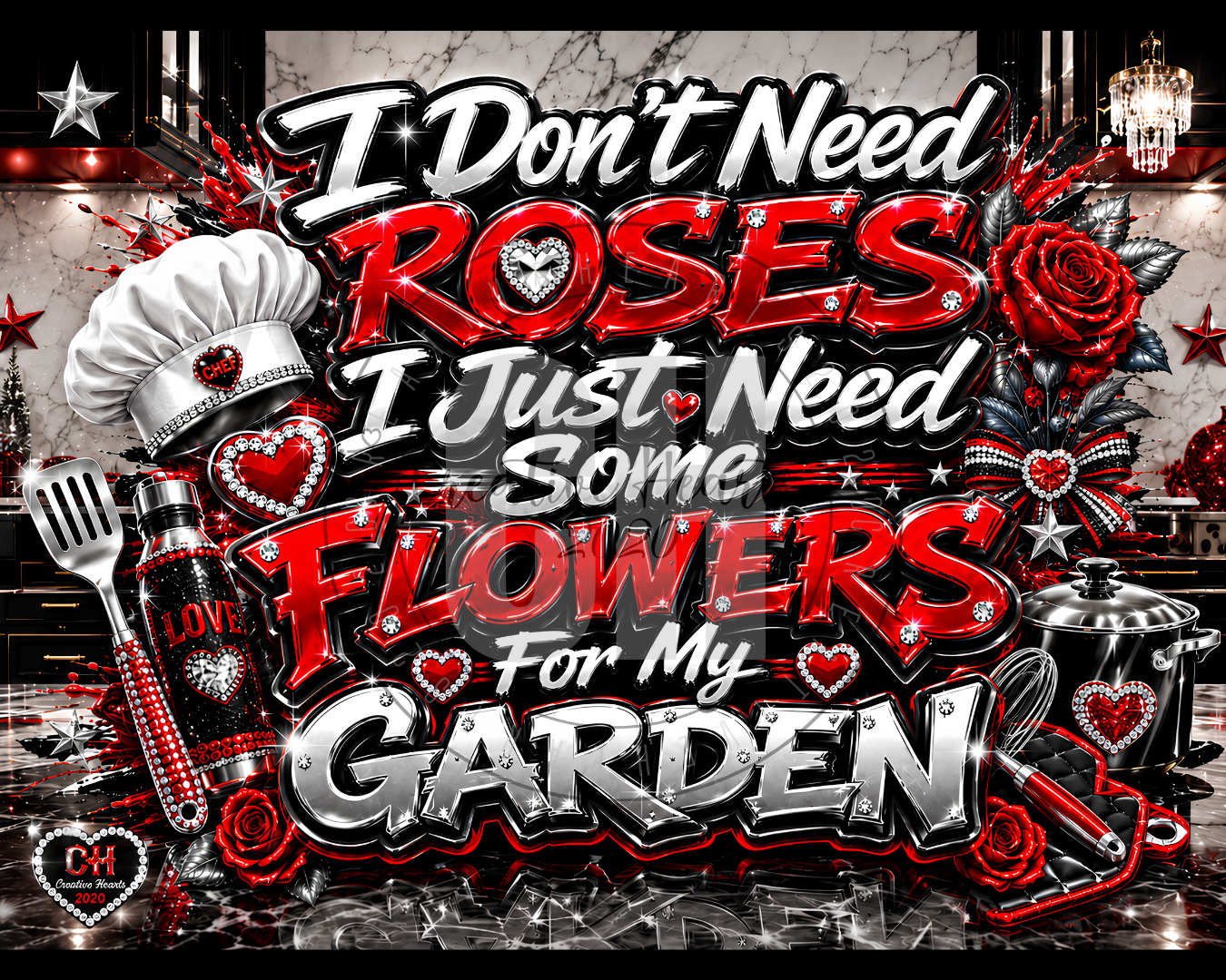 Garden Flowers Cutting Board — "I Don't Need Roses, I Just Need Some Flowers for My Garden" Decorative Kitchen Board