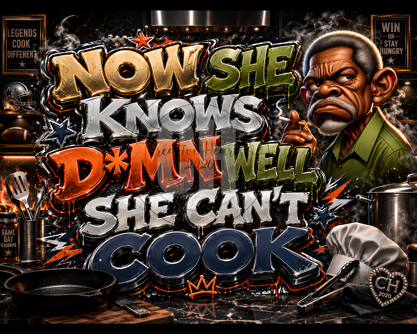 Cutting Board — Funny "Now She Knows D*mn Well She Can't Cook" Decorative Kitchen Board