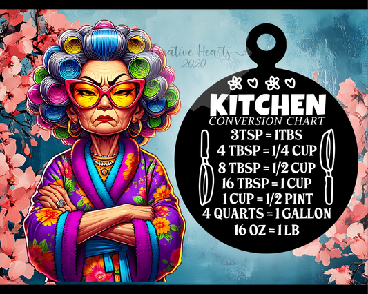 Glass Cutting Board — Funny Sassy Grandma Kitchen Conversion Chart Design
