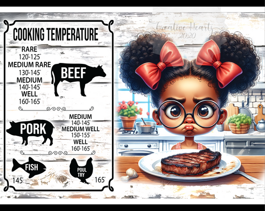 Glass Cutting Board with Cooking Chart & Cute Girl