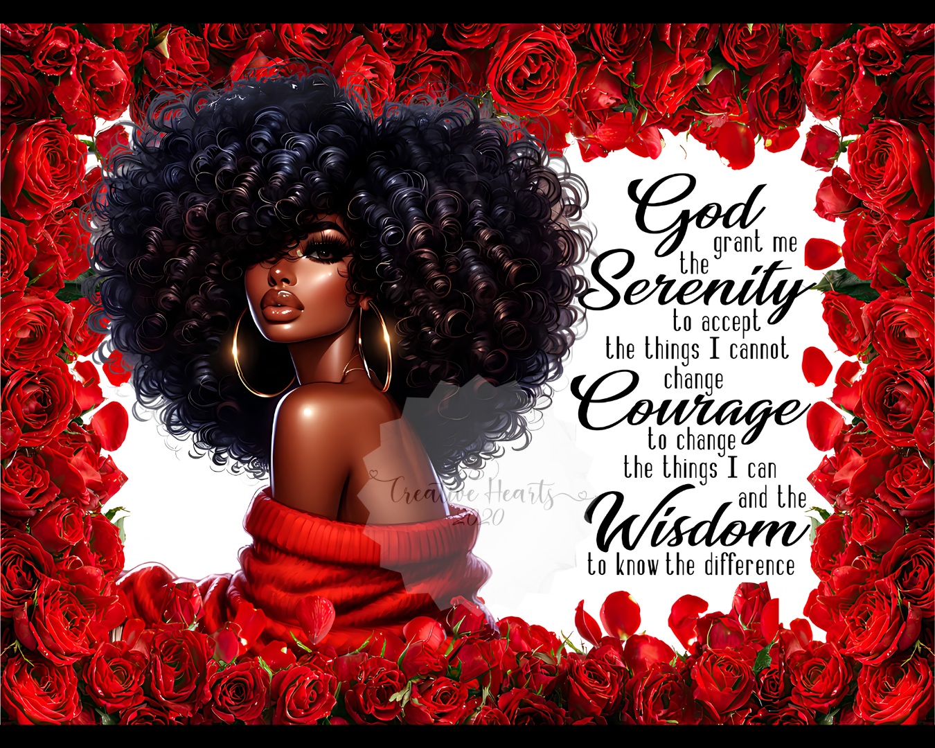 Glass Cutting Board — Serenity Prayer Design with Roses