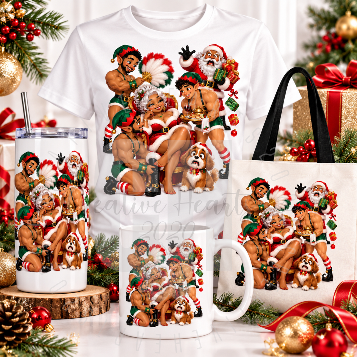 Mrs. Claus & Her Merry Elves Christmas Digital Download | Funny Holiday PNG Artwork