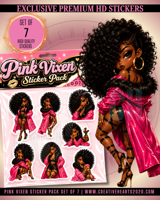 💖 Pink Vixen Sticker Pack | Set of 7 Premium HD Stickers 💖