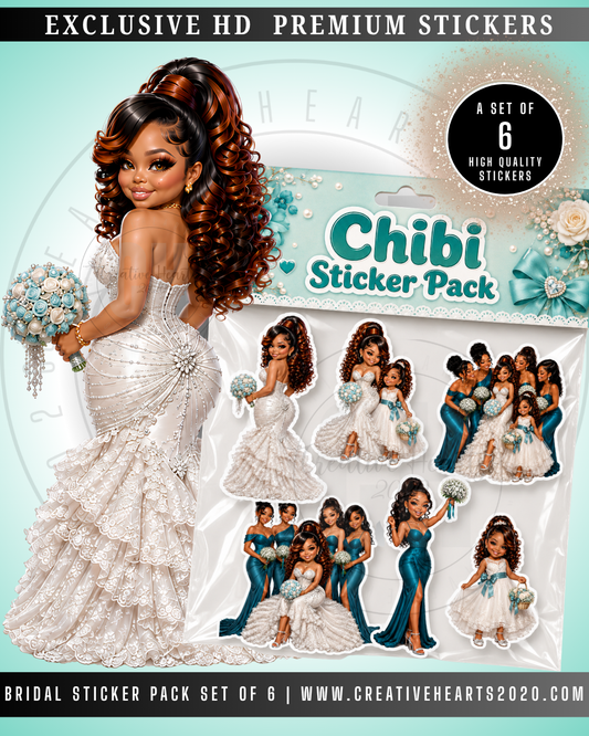 Chibi Bridal Sticker Pack | Glam Bride Set