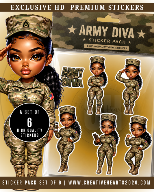 Army Diva Sticker Pack | Military Inspired Chibi Stickers