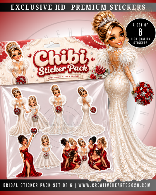 Chibi Bridal Sticker Pack | Wedding Day Set