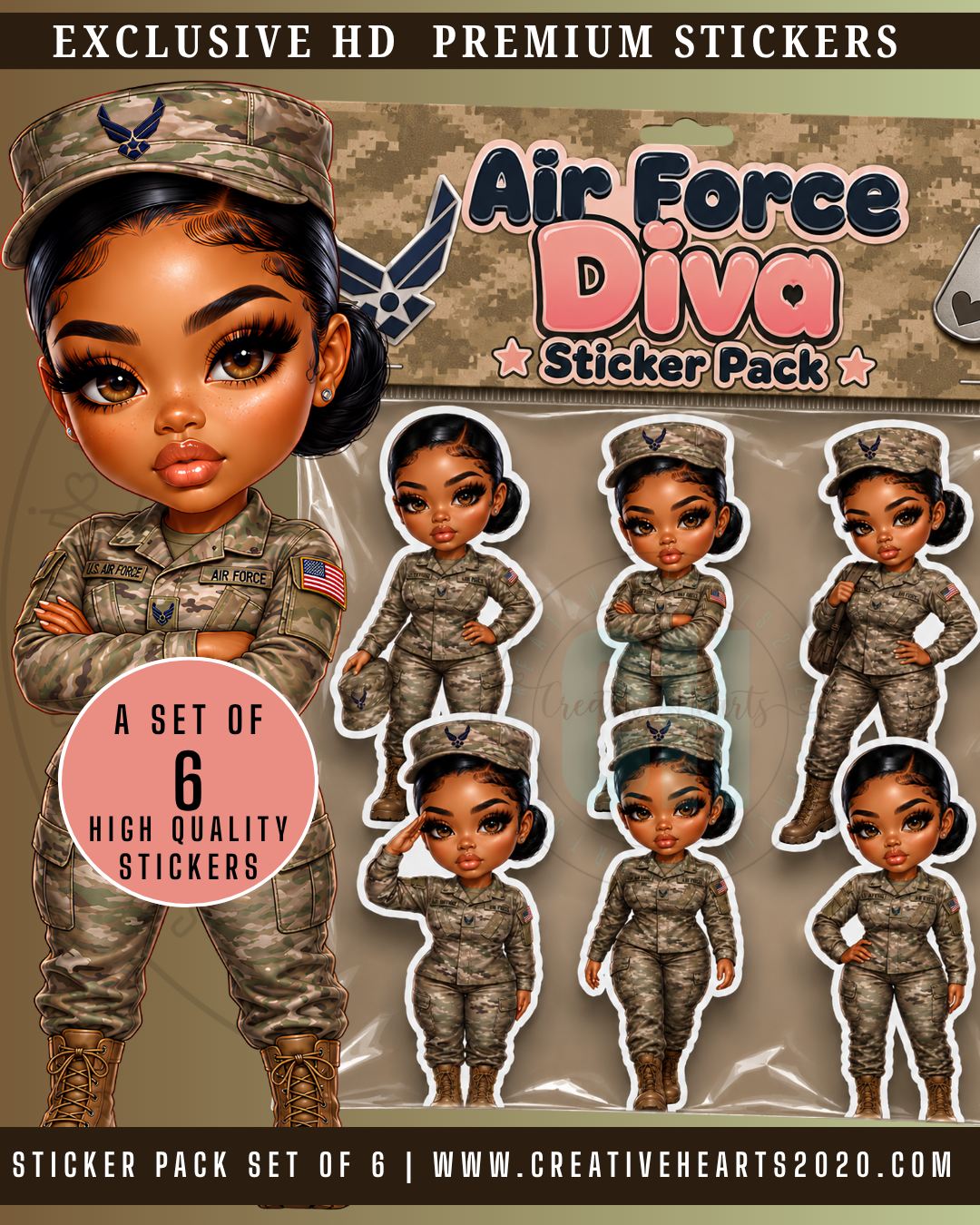 Air Force Diva Sticker Pack | Military Inspired Chibi Stickers
