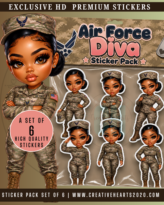 Air Force Diva Sticker Pack | Military Inspired Chibi Stickers